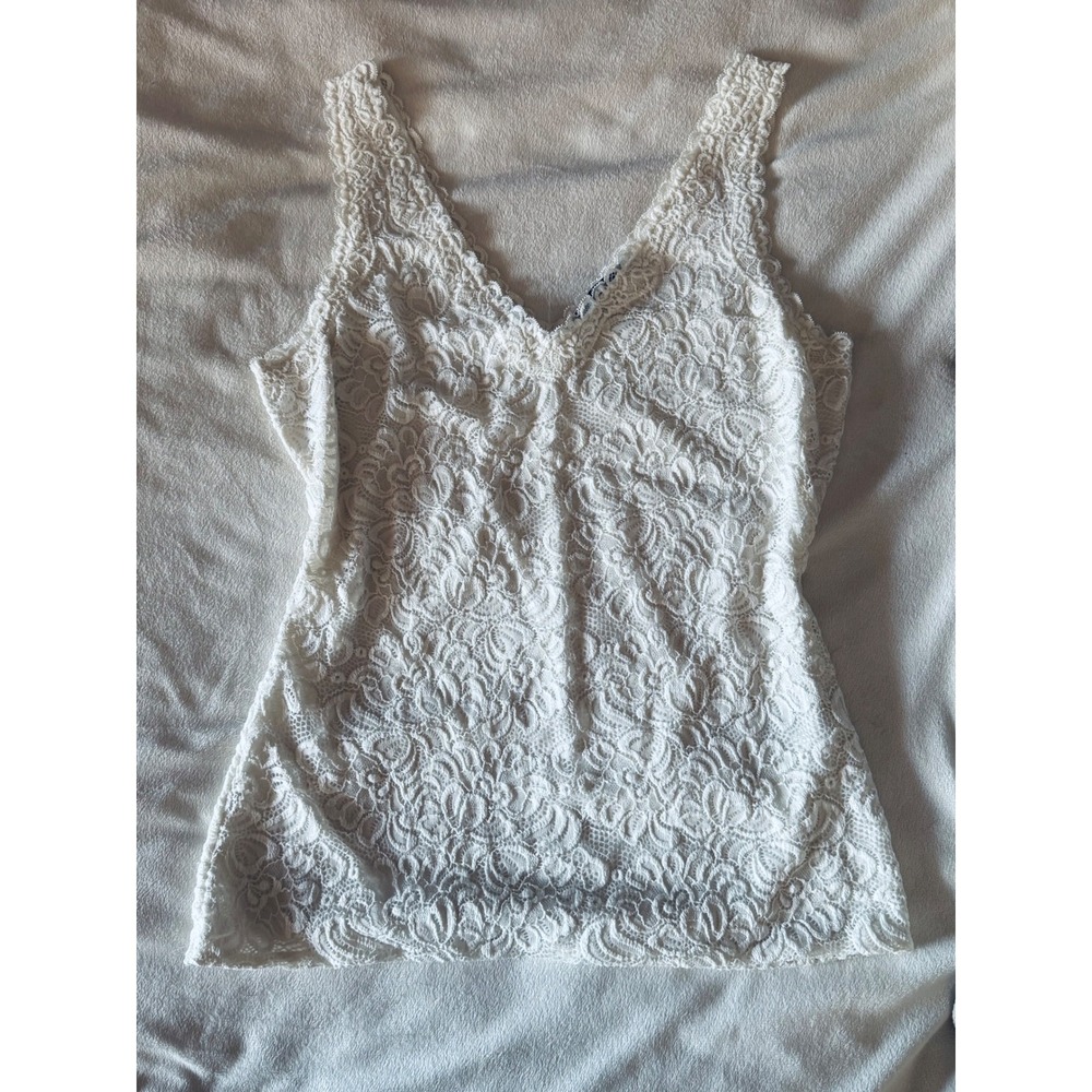 White House Black Market Y2K White Floral Lace V-Neck Camisole Tank Top Small